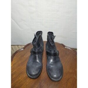 Born Womens Leather Ankle Boots Black Moto Buckle Zip Comfort Casual 10